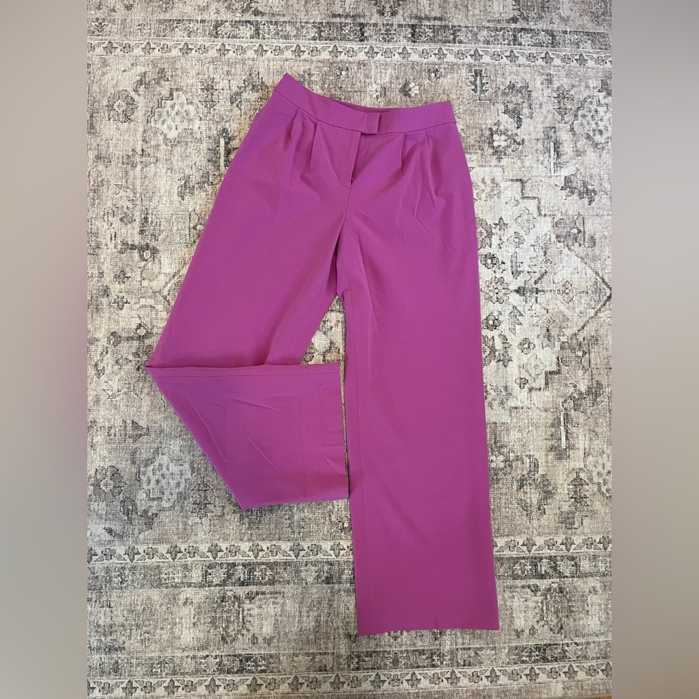 Pink High-Waist Straight Dress Leg Pants